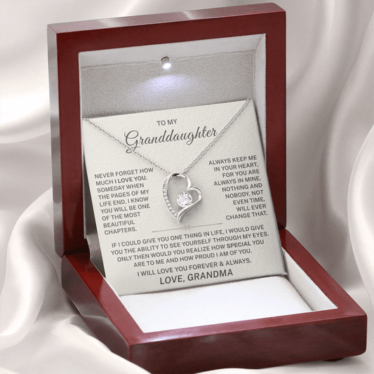 To My Granddaughter – I Love You Forever & Always - Forever Love Necklace (From Grandma)