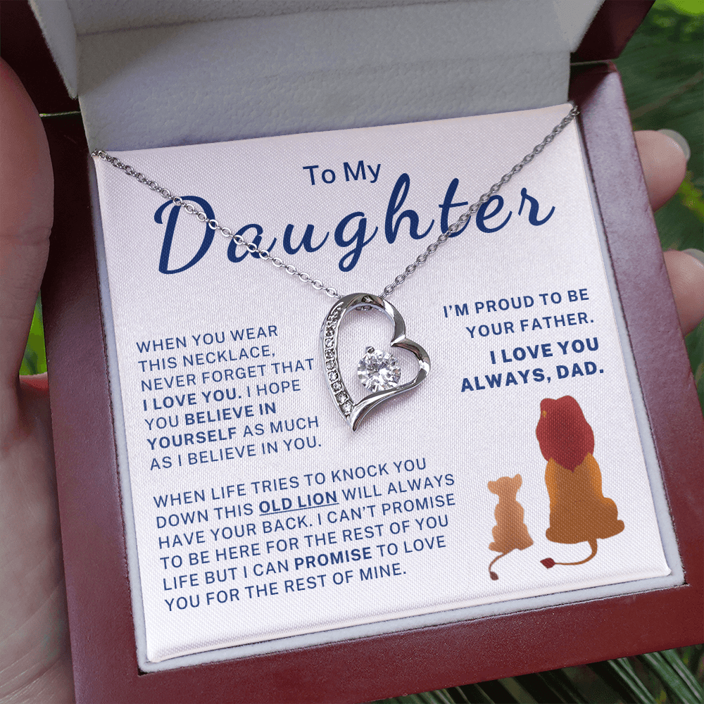 To My Daughter – This Old Lion Has Your Back Forever Love Necklace