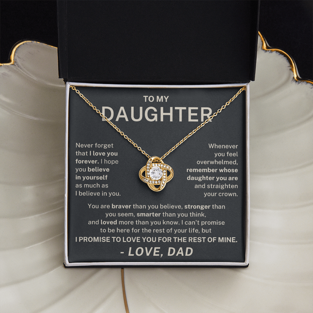 To My Daughter – Never Forget I Love You Love Knot Necklace (From Dad)