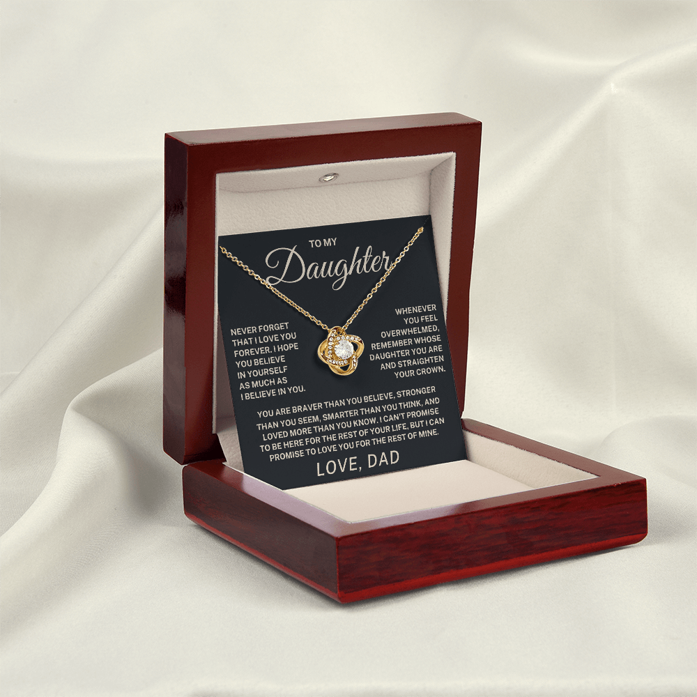 To My Daughter – Never Forget I Love You Love Knot Necklace (From Dad)