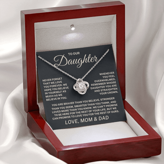 To Our Daughter – Never Forget We Love You Love Knot Necklace