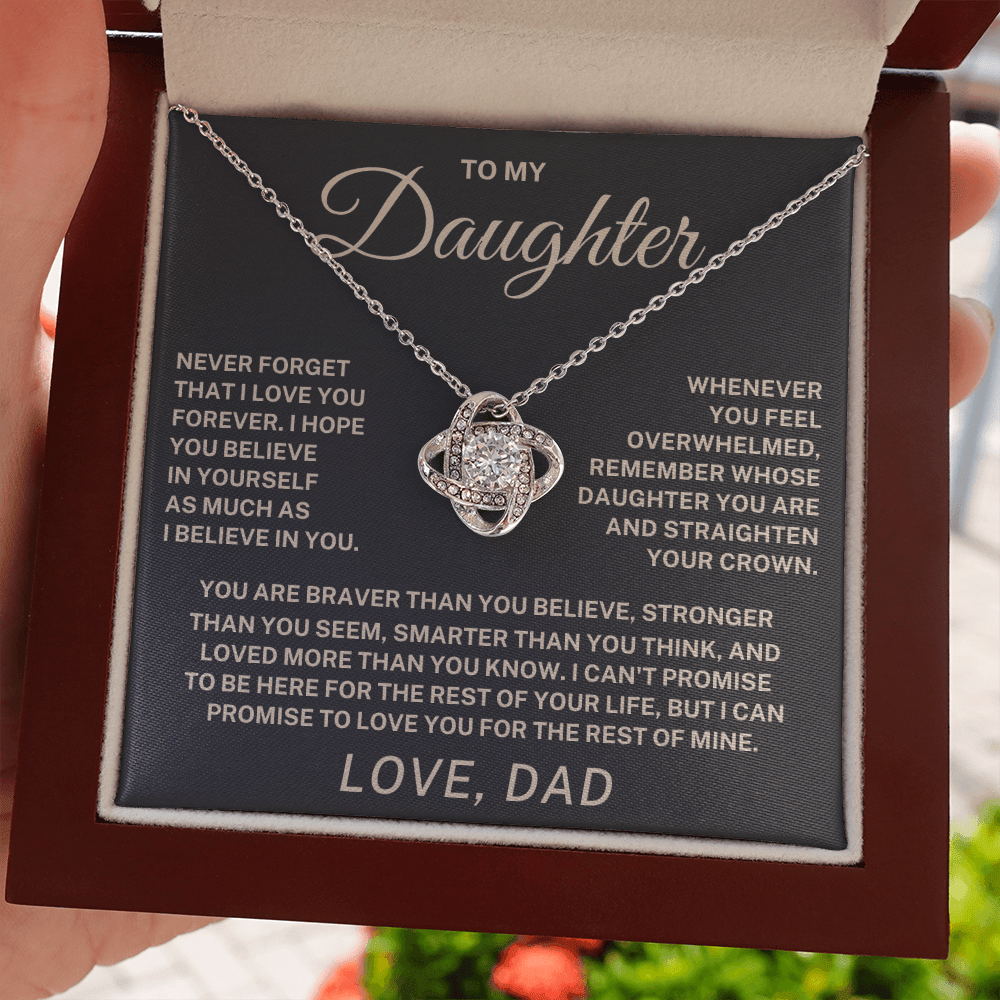 To My Daughter – Never Forget I Love You Love Knot Necklace (From Dad)
