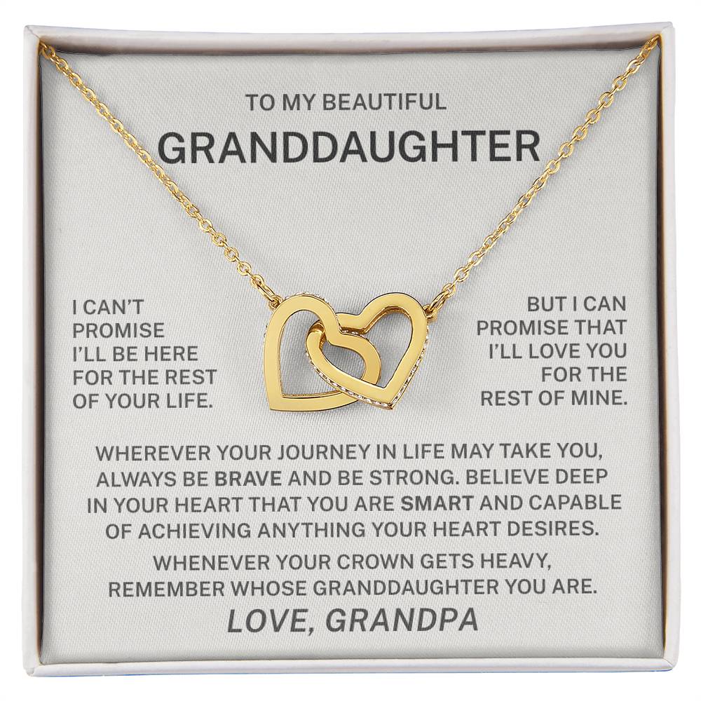 To My Granddaughter – I Will Love You for the Rest of My Life Interlocking Hearts Necklace (From Grandpa)