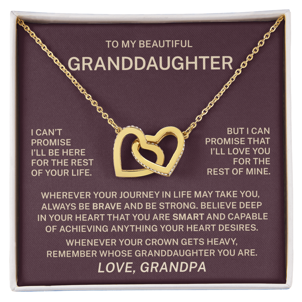 To My Granddaughter – I Will Love You for the Rest of My Life Interlocking Hearts Necklace (From Grandpa)