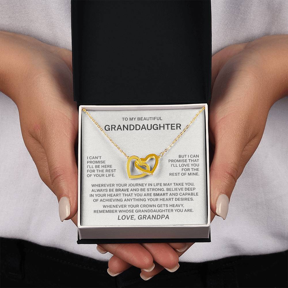 To My Granddaughter – I Will Love You for the Rest of My Life Interlocking Hearts Necklace (From Grandpa)