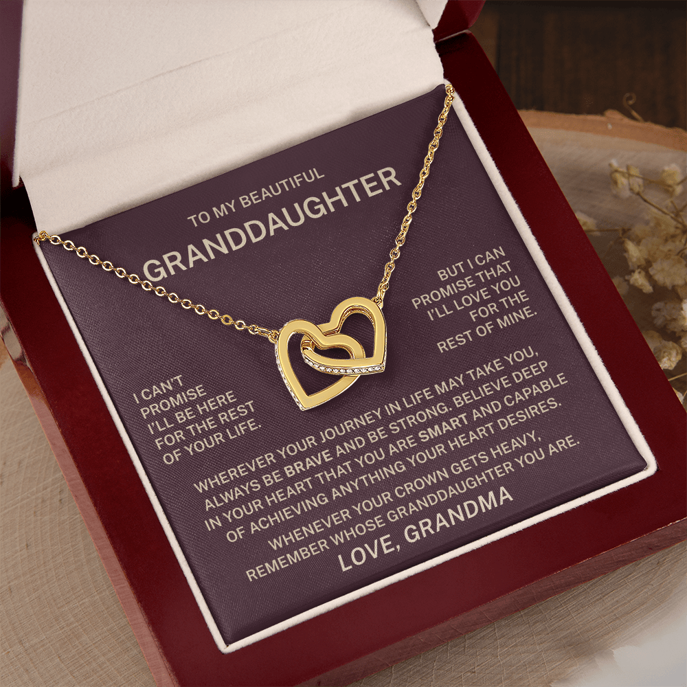 To My Granddaughter – I Will Love You for the Rest of My Life Interlocking Hearts Necklace (From Grandma)