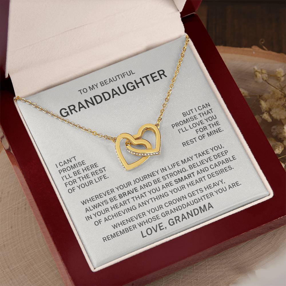 To My Granddaughter – I Will Love You for the Rest of My Life Interlocking Hearts Necklace (From Grandma)