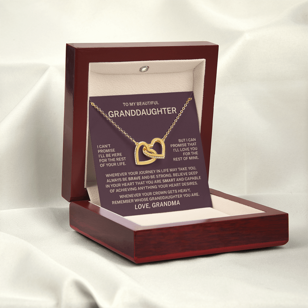 To My Granddaughter – I Will Love You for the Rest of My Life Interlocking Hearts Necklace (From Grandma)