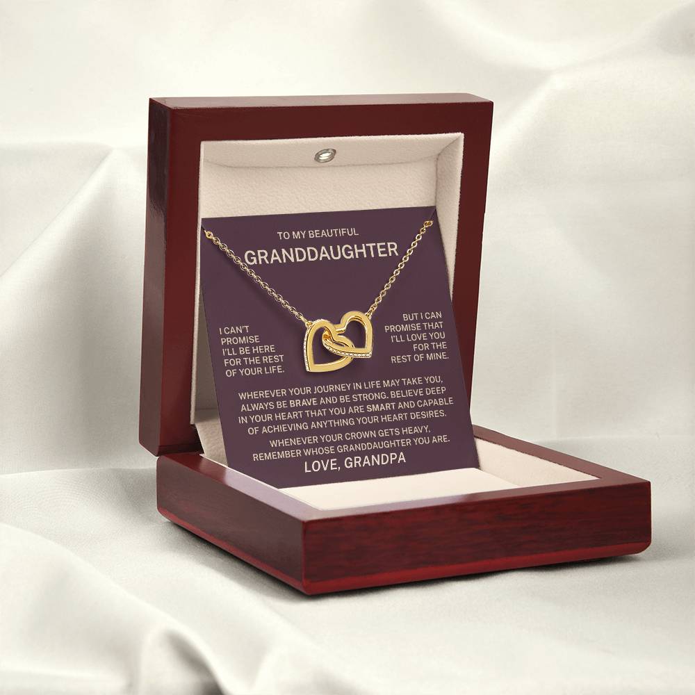 To My Granddaughter – I Will Love You for the Rest of My Life Interlocking Hearts Necklace (From Grandpa)