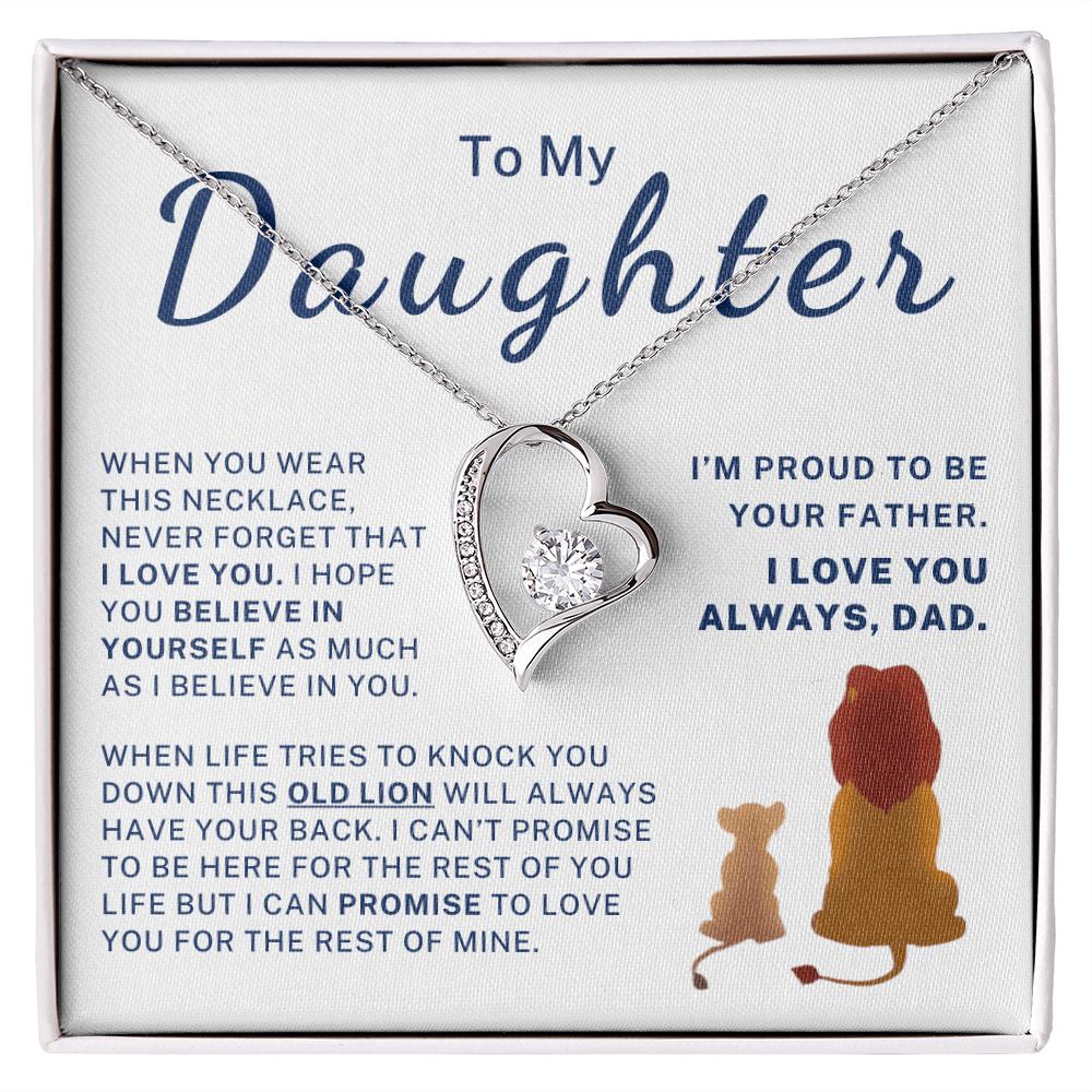To My Daughter – This Old Lion Has Your Back Forever Love Necklace