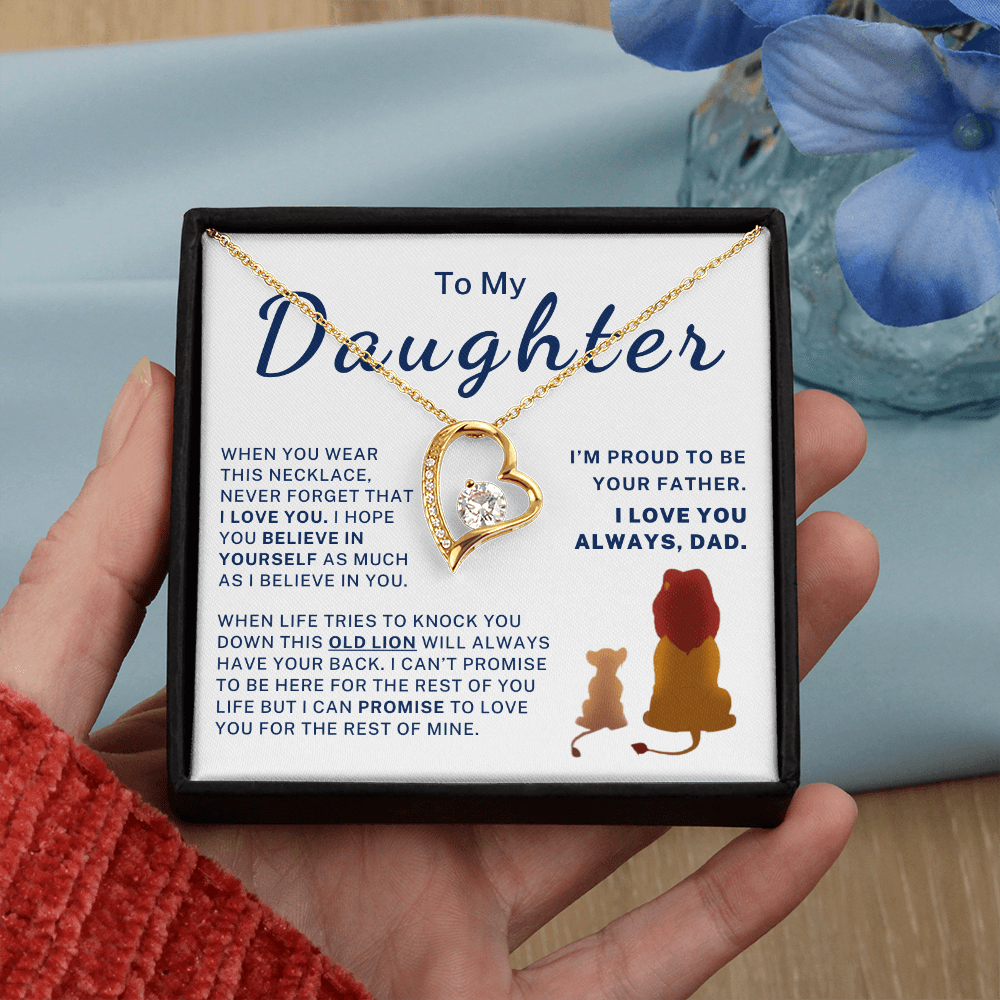 To My Daughter – This Old Lion Has Your Back Forever Love Necklace
